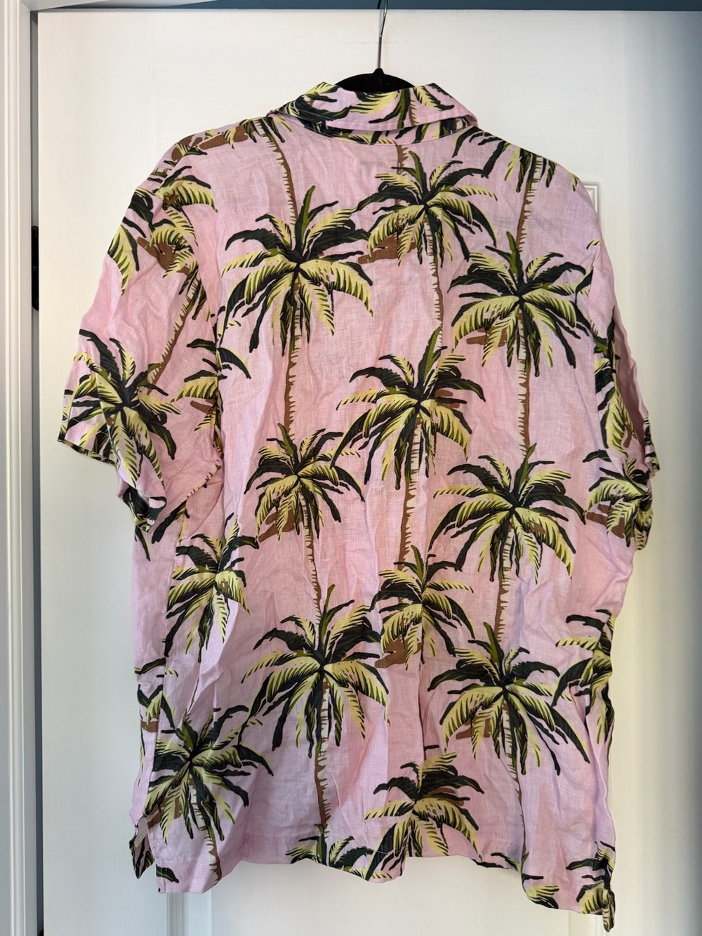 Solid & Striped Palm Tree Linen Shirt Pink Men’s Large Resort Hawaiia - Picture 3 of 6